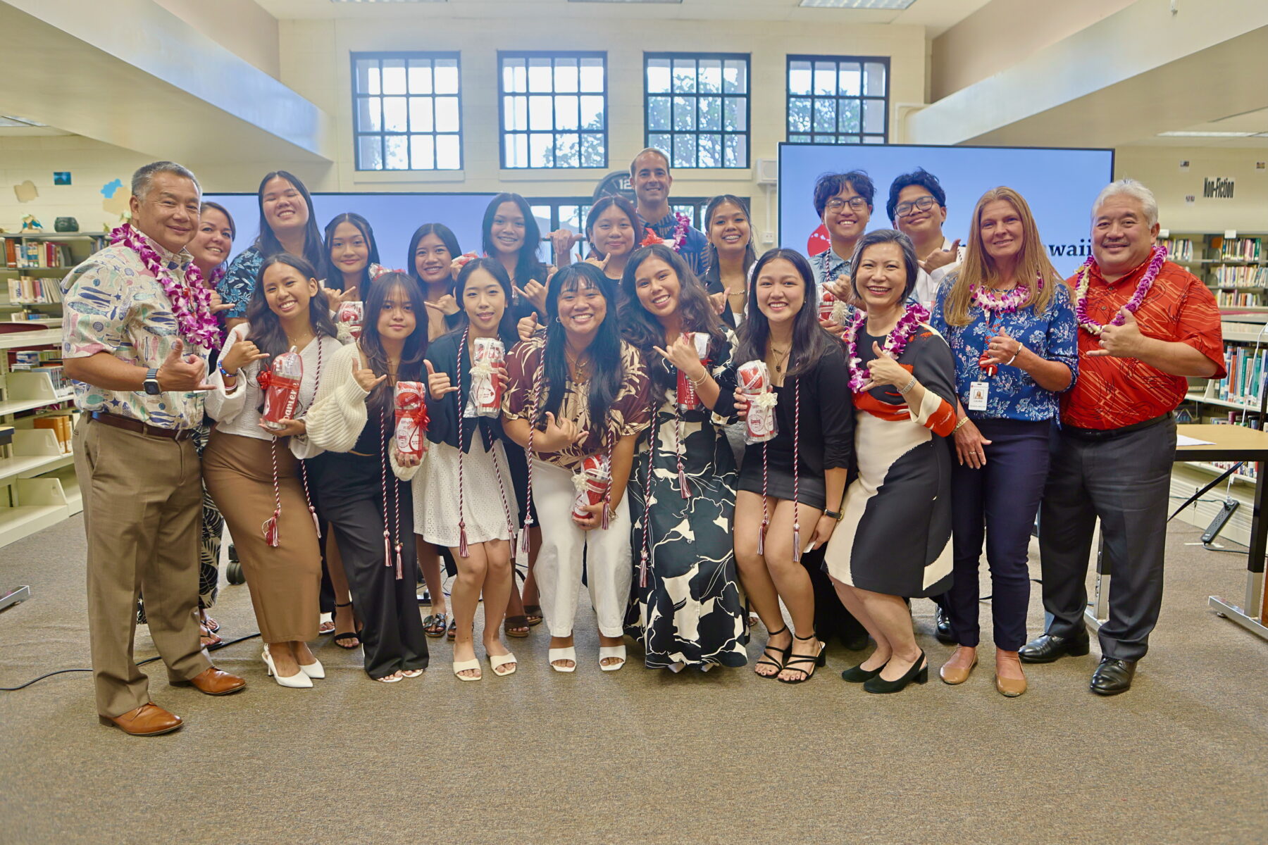 Group photo of the inaugural graduation for the Farrington High School Phlebotomy Training Program.