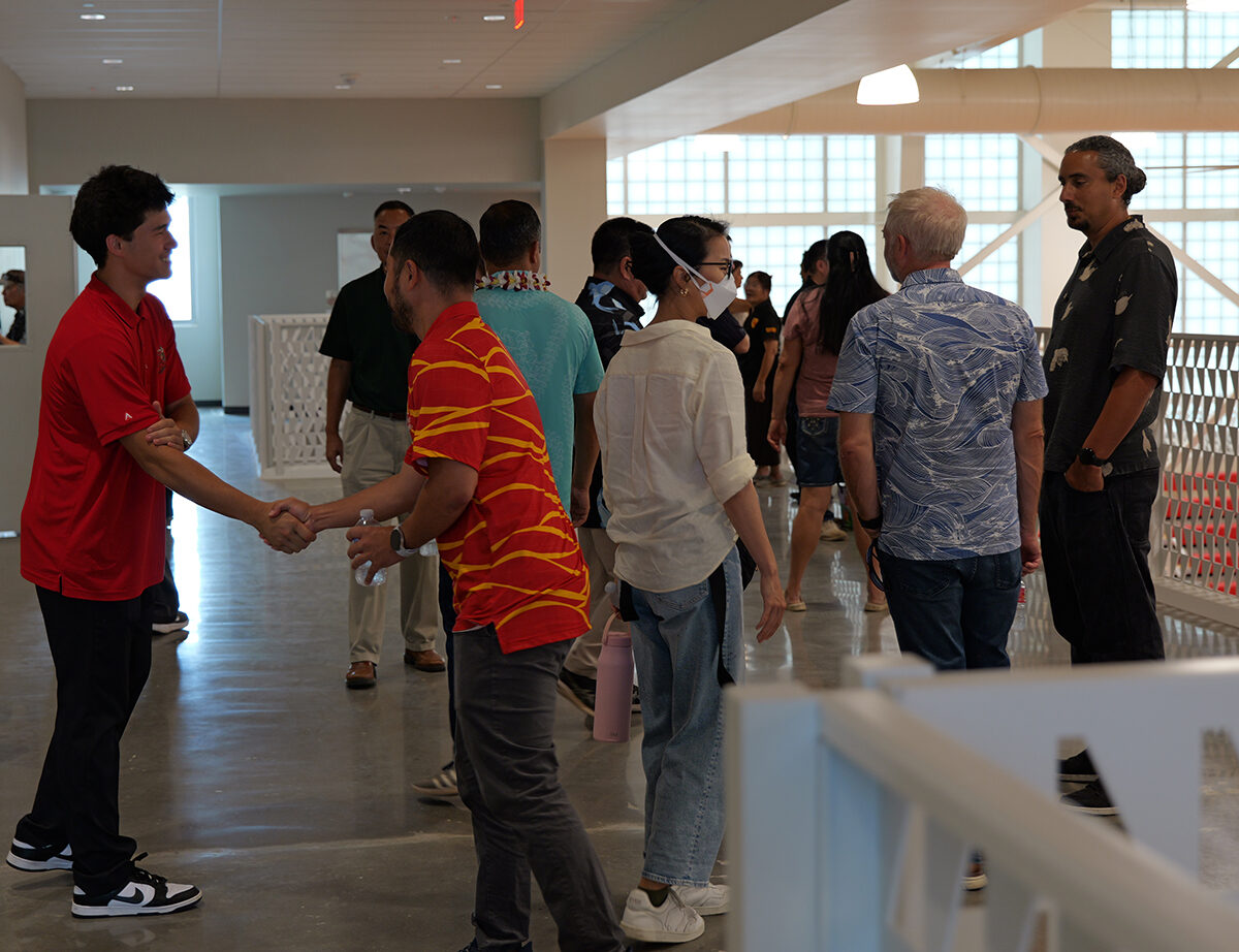 Guests toured Rooseveltʻs new gym.