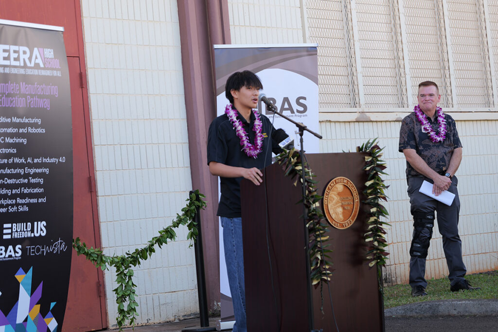 Student at podium