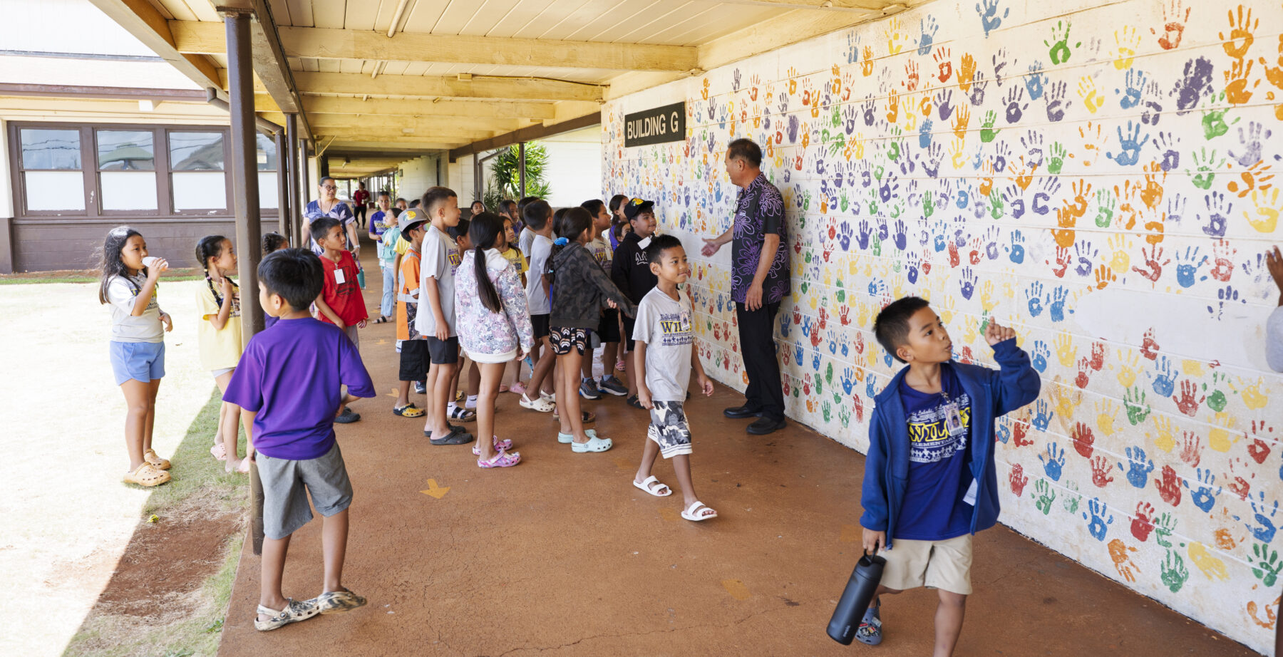 Students walk through Wilcox Elementary School.