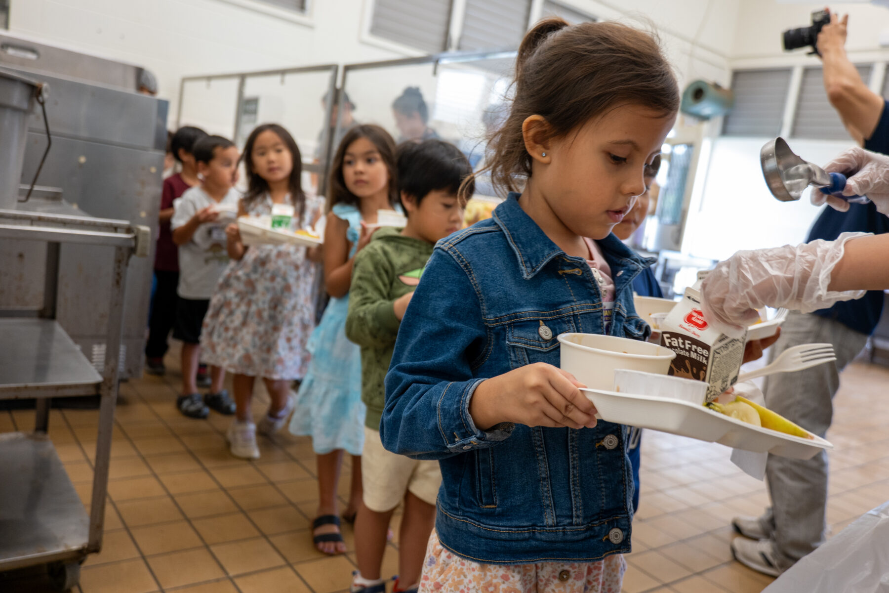 Lunch line at Ahuimanu Elementary