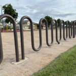 Empty bicycle rack at Waikele Elementary School