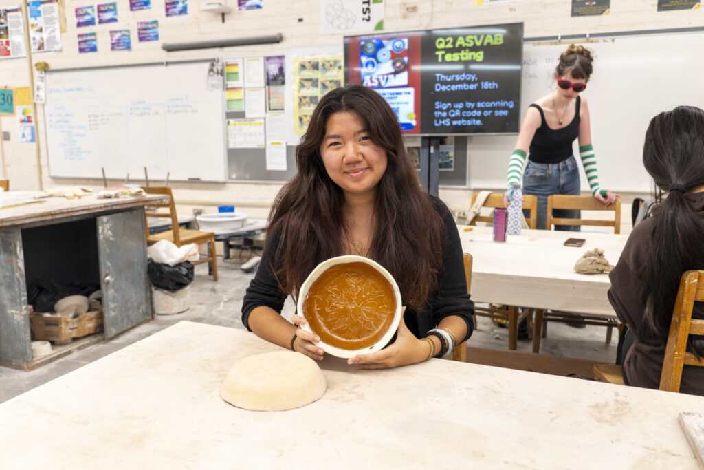 A molded glass plate by Jessica Ryan, senior, Leilehua High