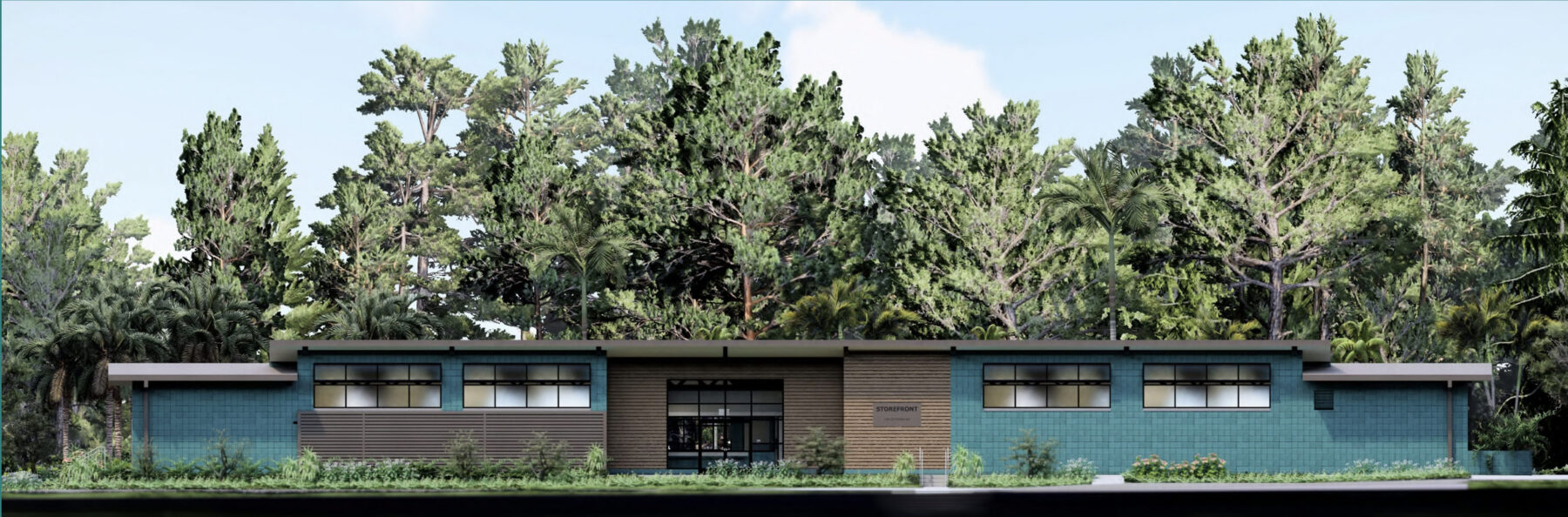 Artist's rendering of the future exterior of the High Core/Storefront building in Wahiawā.