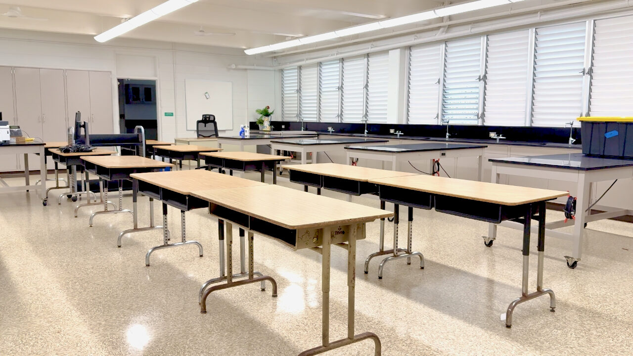 Repairs have been completed in Konawaena High classrooms impacted by the severe Kona Low flooding in March 2026.