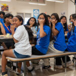 Lahaina Intermediate students enjoy lunch in their cafeteria.