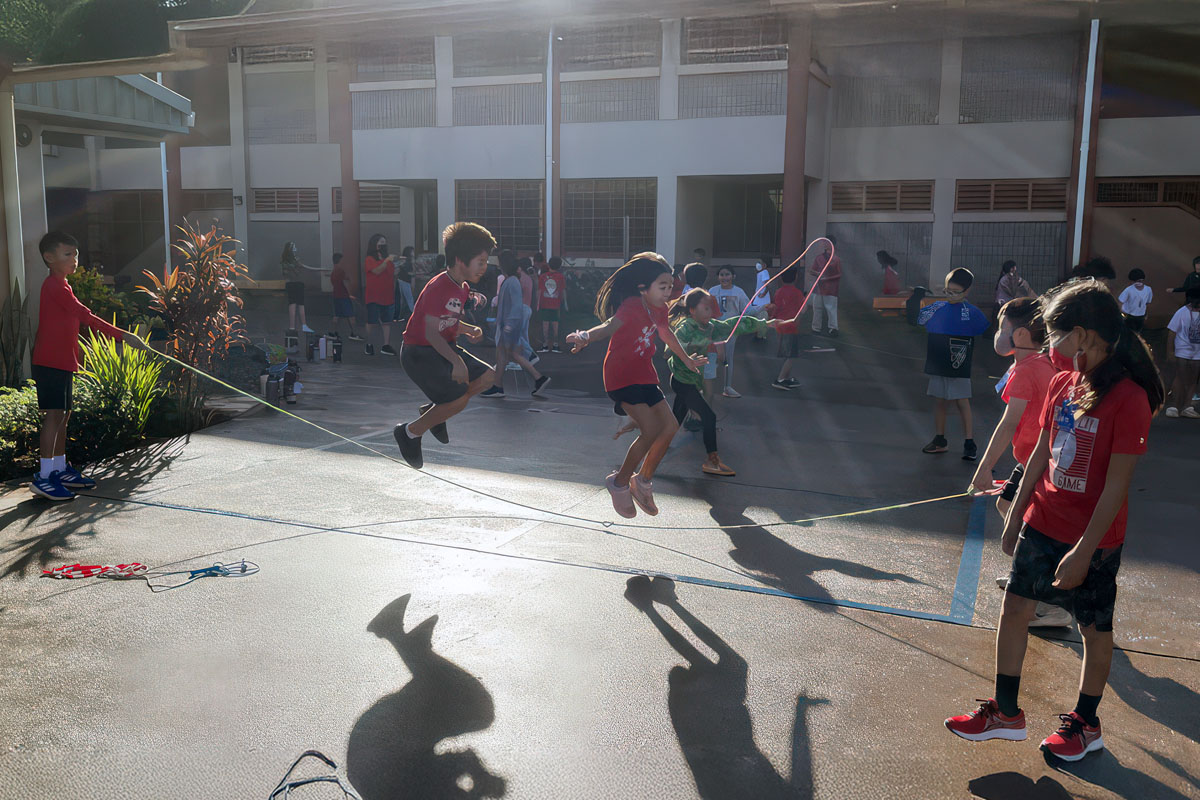 students jumping rope
