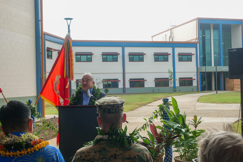Hawaiʻi State Department of Education Superintendent Keith Hayashi speaks during the grand opening.