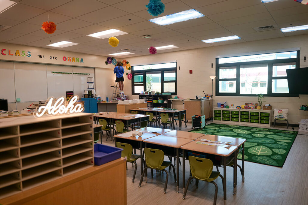 A look inside of a new classroom at Mōkapu Elementary.