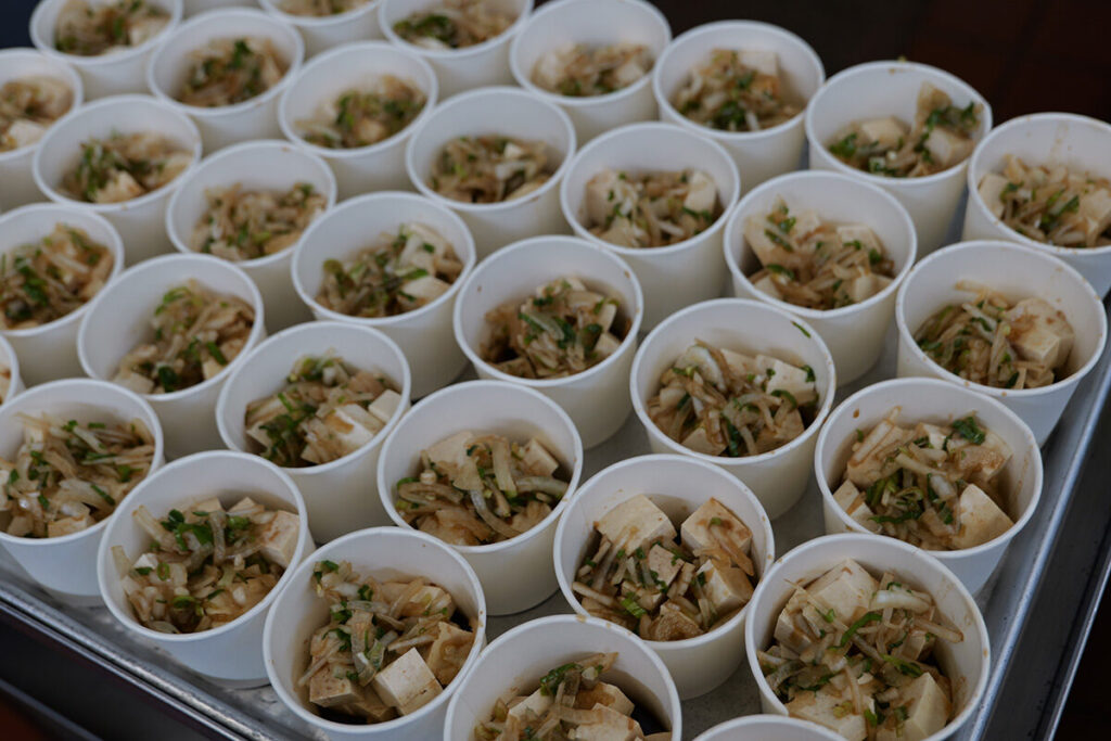 A tray of tofu poke in the Kailua Elementary cafeteria.