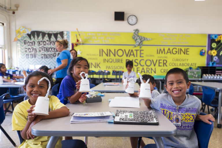Wilcox Elementary students show off their STEM projects.