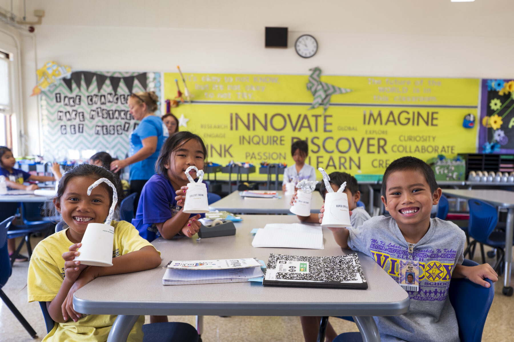 Wilcox Elementary students show off their STEM projects.