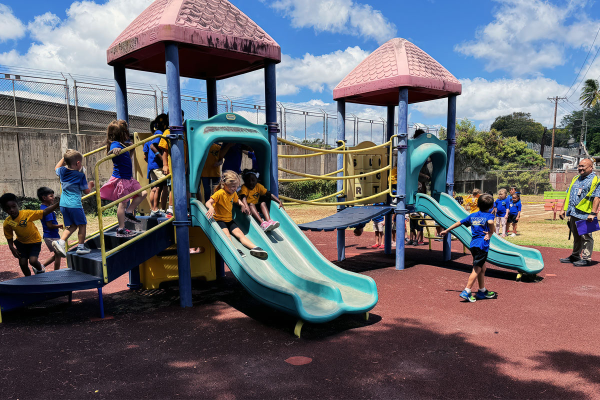students on playground