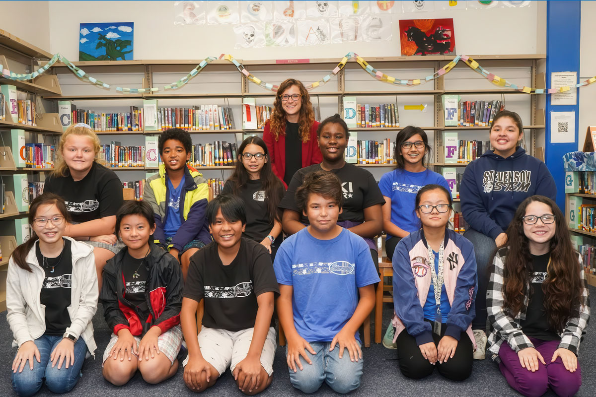 Stevnson Middle School teacher and students
