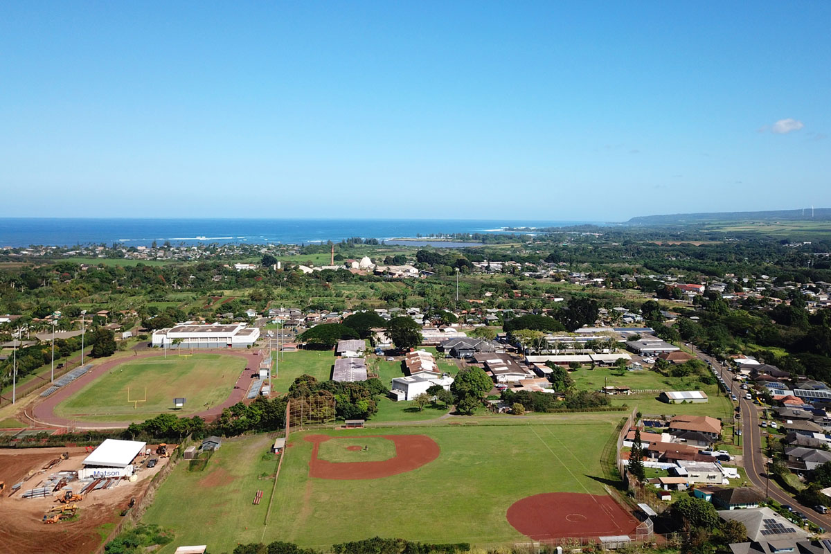 Drone shot of campus
