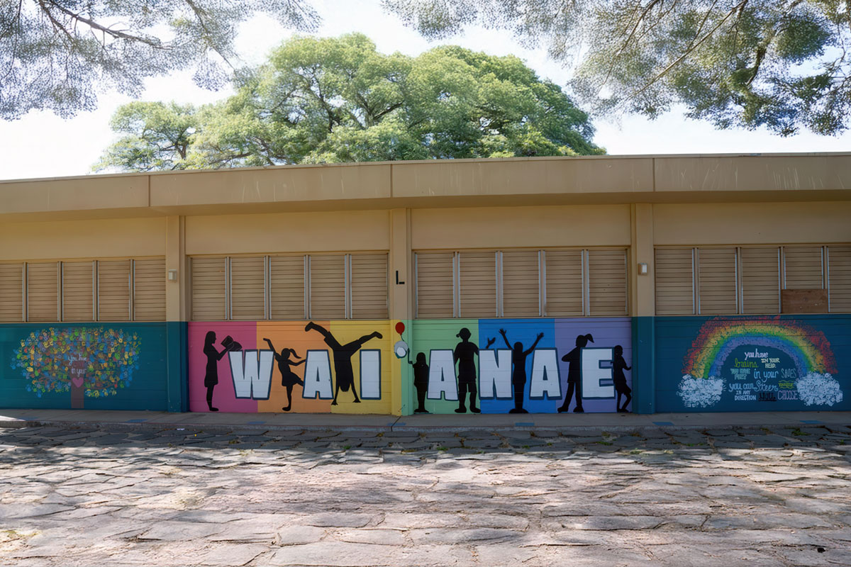 Paintings on side of school building