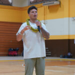 Dillon Gabriel speaks at Mililani High School.